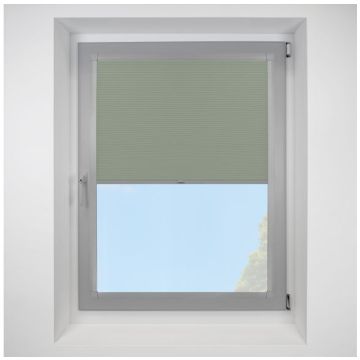 Astral Blackout Eucalyptus Perfect Fit Pleated Blinds with Light Grey Frame