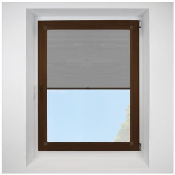 Astral Blackout Fossil Perfect Fit Pleated Blinds with Mahogany Frame
