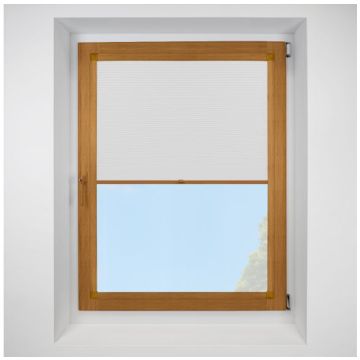 Astral Blackout Frost Perfect Fit Pleated Blinds with Golden Oak Frame