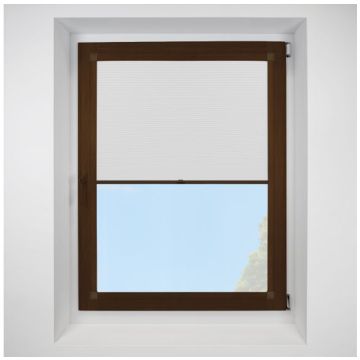 Astral Blackout Frost Perfect Fit Pleated Blinds with Mahogany Frame