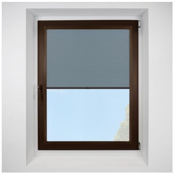 Astral Blackout Lake Blue Perfect Fit Pleated Blinds with Brown Frame