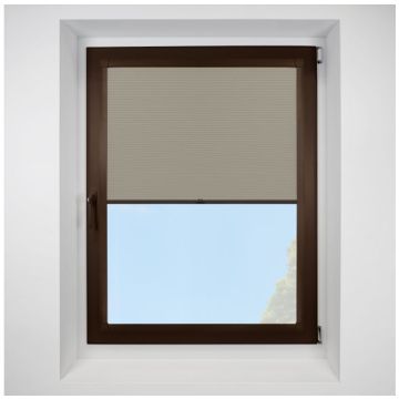 Astral Blackout Linen Perfect Fit Pleated Blinds with Brown Frame