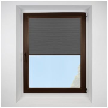 Celeste Anthracite Perfect Fit Pleated Blinds with Brown Frame