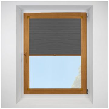 Celeste Anthracite Perfect Fit Pleated Blinds with Golden Oak Frame