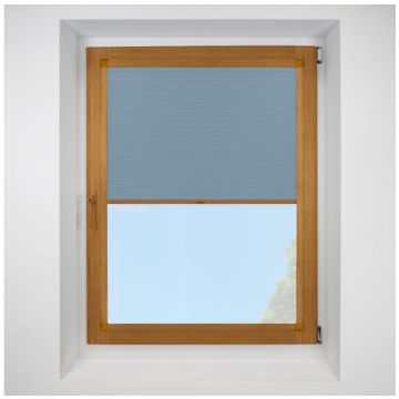 Celeste Cornflower Blue Perfect Fit Pleated Blinds with Golden Oak Frame