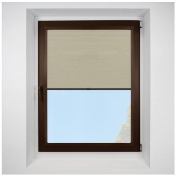 Celeste Cream Perfect Fit Pleated Blinds with Brown Frame