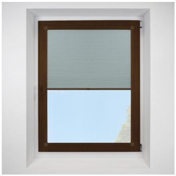 Celeste Duckegg Perfect Fit Pleated Blinds with Mahogany Frame