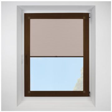 Celeste Nude Perfect Fit Pleated Blinds with Mahogany Frame