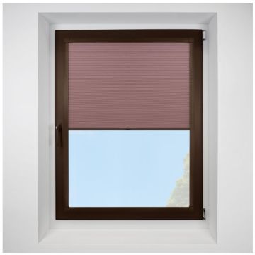 Celeste Tuscan Red Perfect Fit Pleated Blinds with Brown Frame