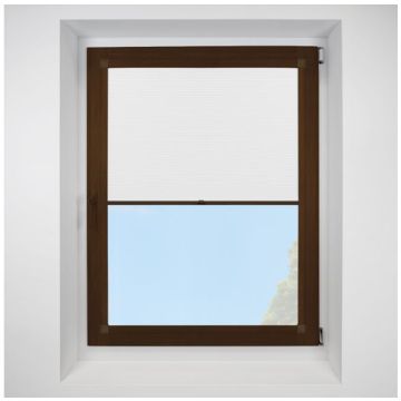 Celeste White Perfect Fit Pleated Blinds with Mahogany Frame