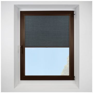 Hive Deluxe Blackout Onyx Perfect Fit Pleated Blinds with Brown Frame