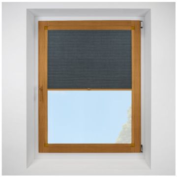 Hive Deluxe Blackout Onyx Perfect Fit Pleated Blinds with Golden Oak Frame