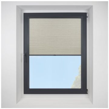 Hive Deluxe Blackout Oyster Perfect Fit Pleated Blinds with Anthracite Frame