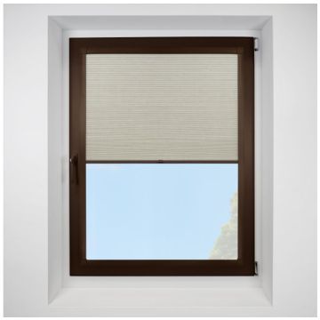 Hive Deluxe Blackout Oyster Perfect Fit Pleated Blinds with Brown Frame