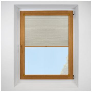 Hive Deluxe Blackout Oyster Perfect Fit Pleated Blinds with Golden Oak Frame