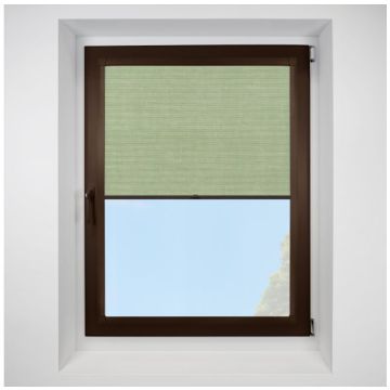 Hive Deluxe Blackout Sage Perfect Fit Pleated Blinds with Brown Frame