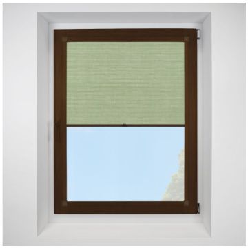Hive Deluxe Blackout Sage Perfect Fit Pleated Blinds with Mahogany Frame