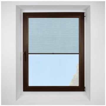 Hive Deluxe Blackout Sky Perfect Fit Pleated Blinds with Brown Frame