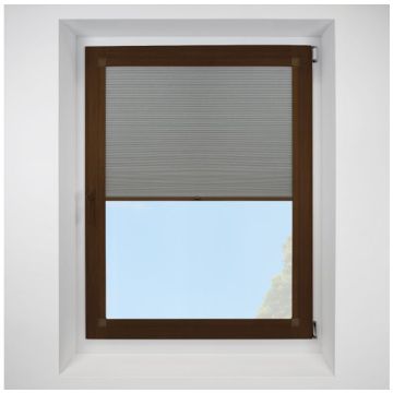 Hive Gratia Granite Perfect Fit Pleated Blinds with Mahogany Frame