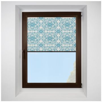 Hive Muse Blue Perfect Fit Pleated Blinds with Brown Frame