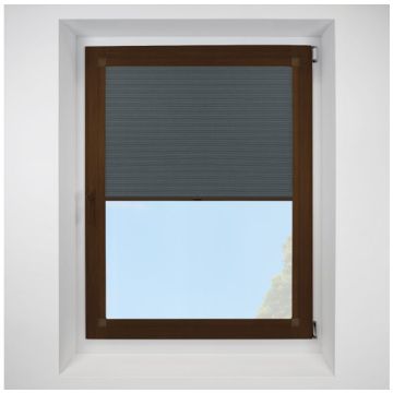 Hive Telia Onyx Perfect Fit Pleated Blinds with Mahogany Frame