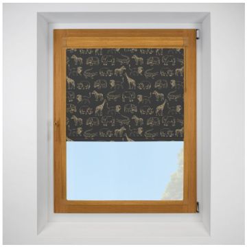 Night Safari Gold Perfect Fit Chain Operated Roller Blind with Golden Oak Frame