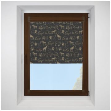 Night Safari Gold Perfect Fit Chain Operated Roller Blind with Mahogany Frame