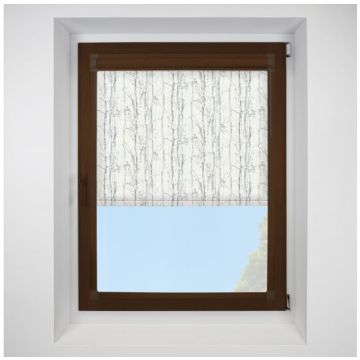 Swedish Silver Birch Perfect Fit Chain Operated Roller Blind with Mahogany Frame