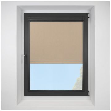 Atlantex Dark Beige Perfect Fit Roller Motorised Blind with Black Frame