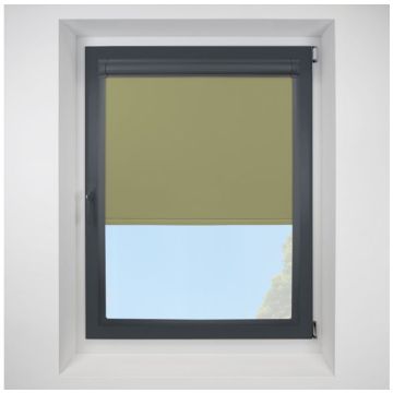 Banlight Duo FR Green Perfect Fit Roller Motorised Blind with Anthracite Frame