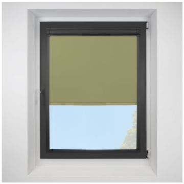 Banlight Duo FR Green Perfect Fit Roller Motorised Blind with Black Frame