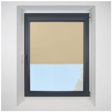 Banlight Duo FR Linen Perfect Fit Roller Motorised Blind with Anthracite Frame
