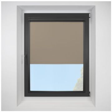 Banlight Duo FR Sand Perfect Fit Roller Motorised Blind with Black Frame