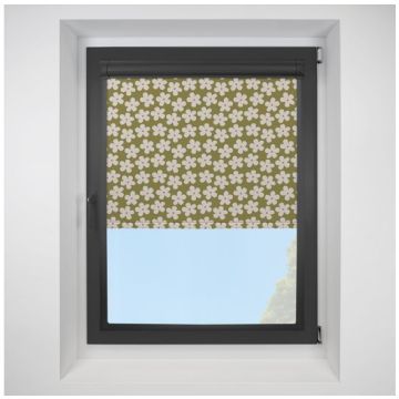 Daisy Blackout Khaki Perfect Fit Roller Motorised Blind with Black Frame