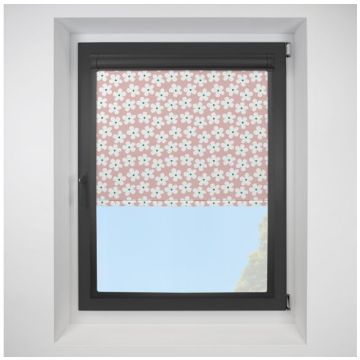 Daisy Blackout Pink Perfect Fit Roller Motorised Blind with Black Frame