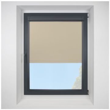 Ex Lite Blackout Bisque Perfect Fit Roller Motorised Blind with Anthracite Frame