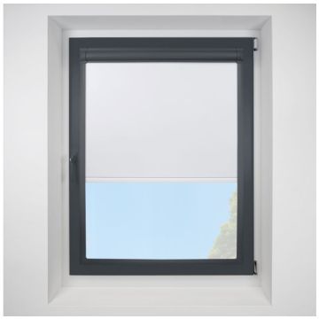 Ex Lite Blackout White Perfect Fit Roller Motorised Blind with Anthracite Frame