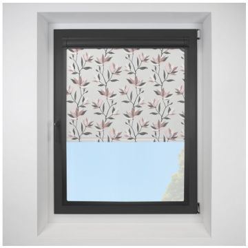 Lily Spring Blossom Perfect Fit Roller Motorised Blind with Black Frame