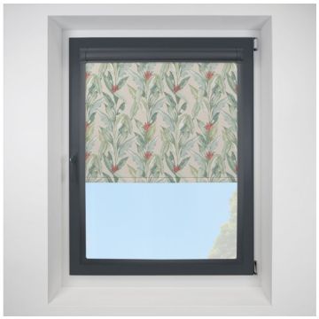 Paradise Palm Blackout Green Perfect Fit Roller Motorised Blind with Anthracite Frame