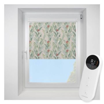 Paradise Palm Blackout Green Perfect Fit Roller Motorised Blind