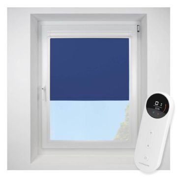 Pop Blackout Cobalt Perfect Fit Roller Motorised Blind with Black Frame
