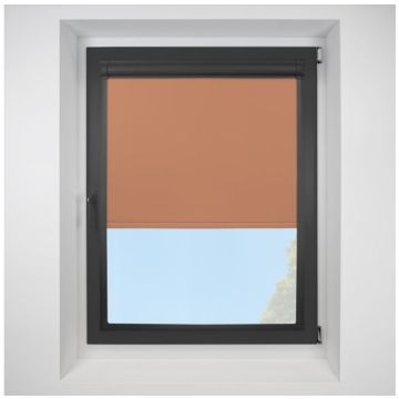 Pop Blackout Terracotta Perfect Fit Roller Motorised Blind with Black Frame