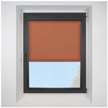 Pop Burnt Orange Perfect Fit Roller Motorised Blind with Black Frame