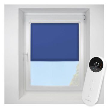 Pop Cobalt Perfect Fit Roller Motorised Blind with Black Frame
