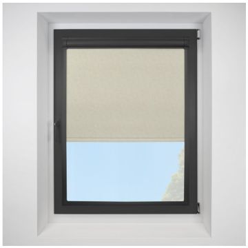 Reflection FR Blackout Ecru Perfect Fit Roller Motorised Blind with Black Frame