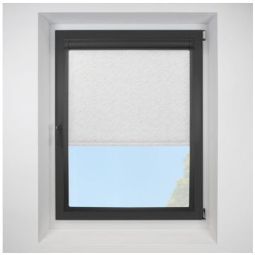 Stella FR Blackout Ivory Perfect Fit Roller Motorised Blind with Black Frame