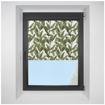 Tropical Palm BlackoutAlohan Perfect Fit Roller Motorised Blind with Black Frame