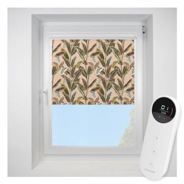 Tropical Palm BlackoutFiesta Perfect Fit Roller Motorised Blind