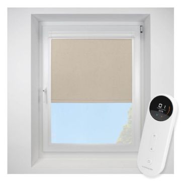 Vermont Hemp Perfect Fit Roller Motorised Blind with Black Frame
