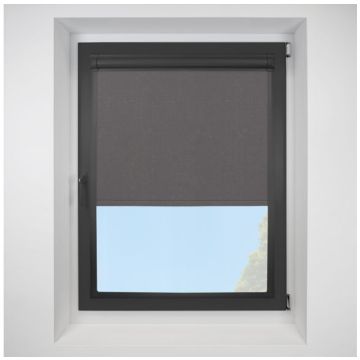 Vermont Slate Perfect Fit Roller Motorised Blind with Black Frame